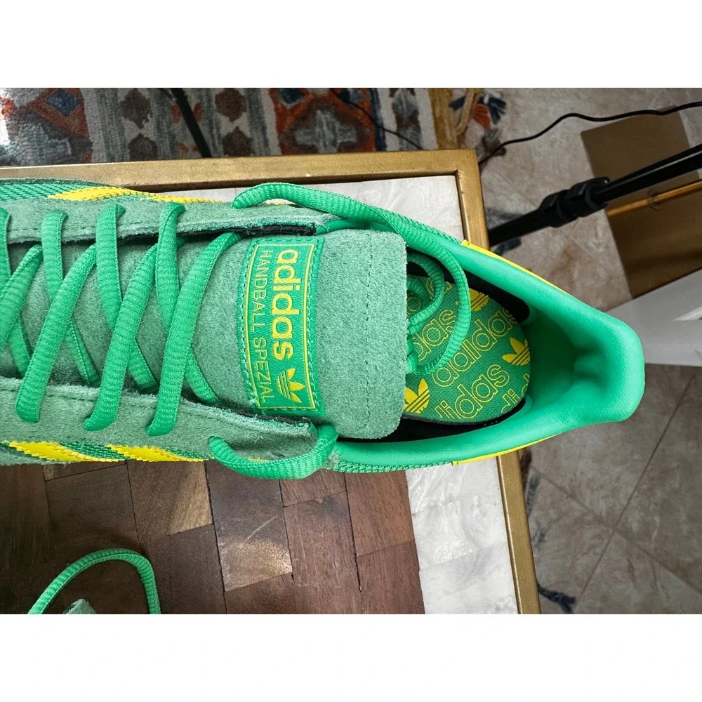 Adidas NWB Handball Spezial Green Yellow Suede Mens‎ Shoes GX0928 Size 10